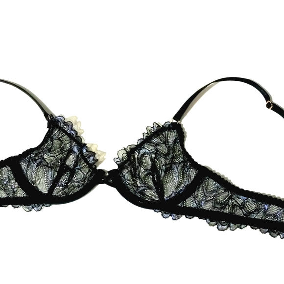 Savage Not Sorry Ultra Demi Unlined Lace Bra Iridescent Black Caviar 32B - Picture 2 of 8